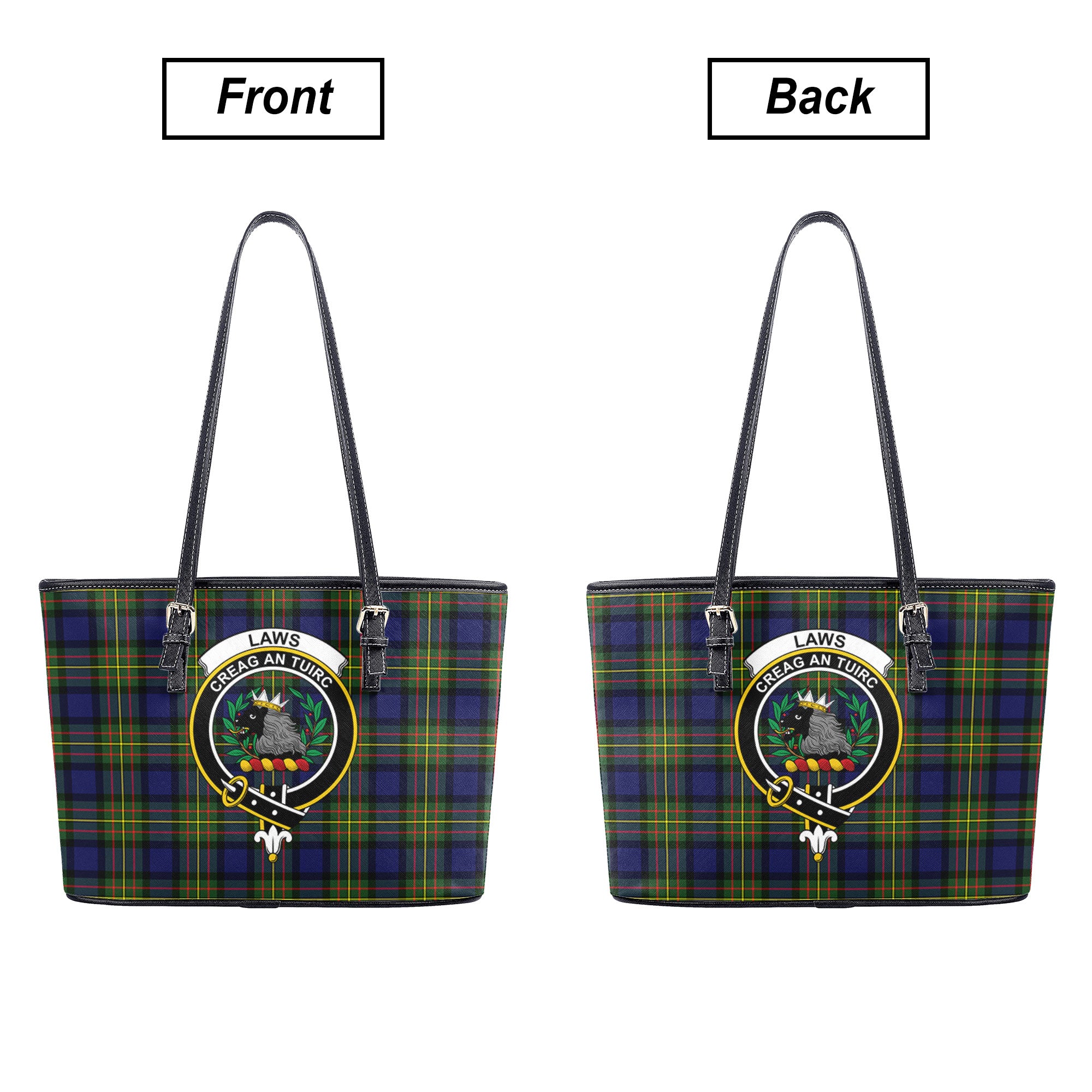 Laws Tartan Crest Leather Tote Bag