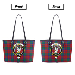 Lindsay Modern Tartan Crest Leather Tote Bag