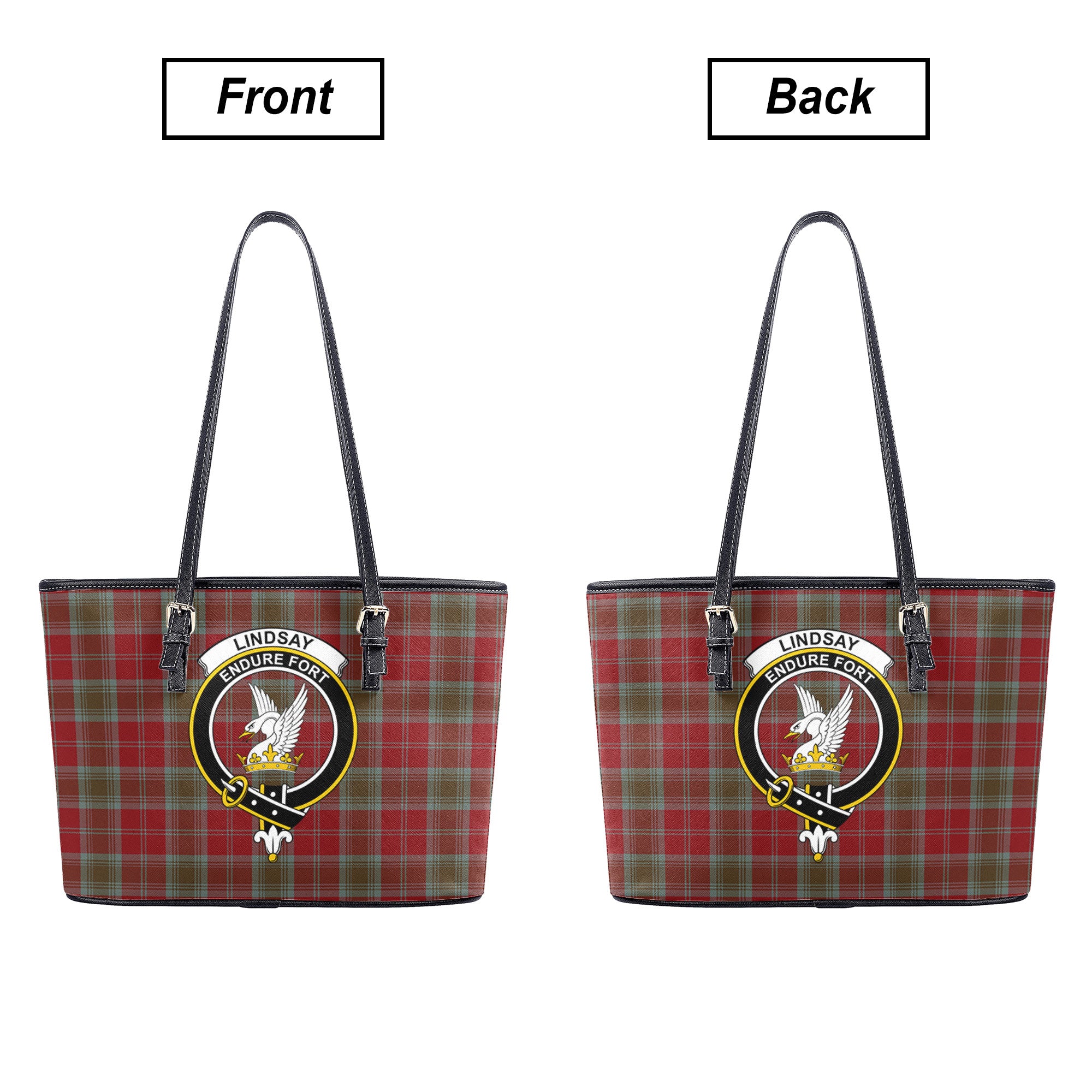 Lindsay Weathered Tartan Crest Leather Tote Bag