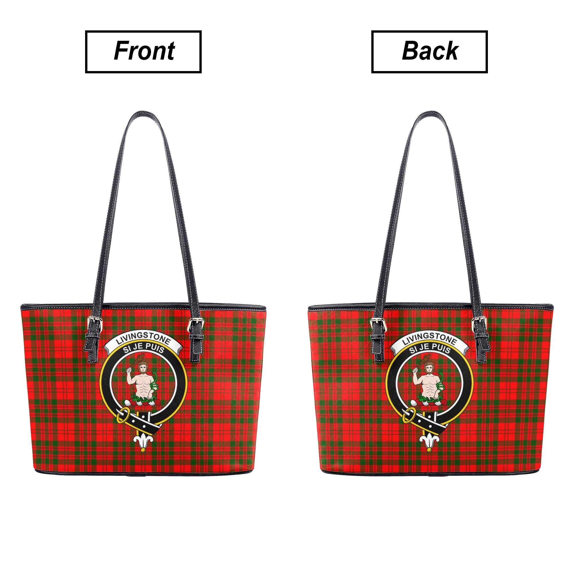 Livingstone Tartan Crest Leather Tote Bag