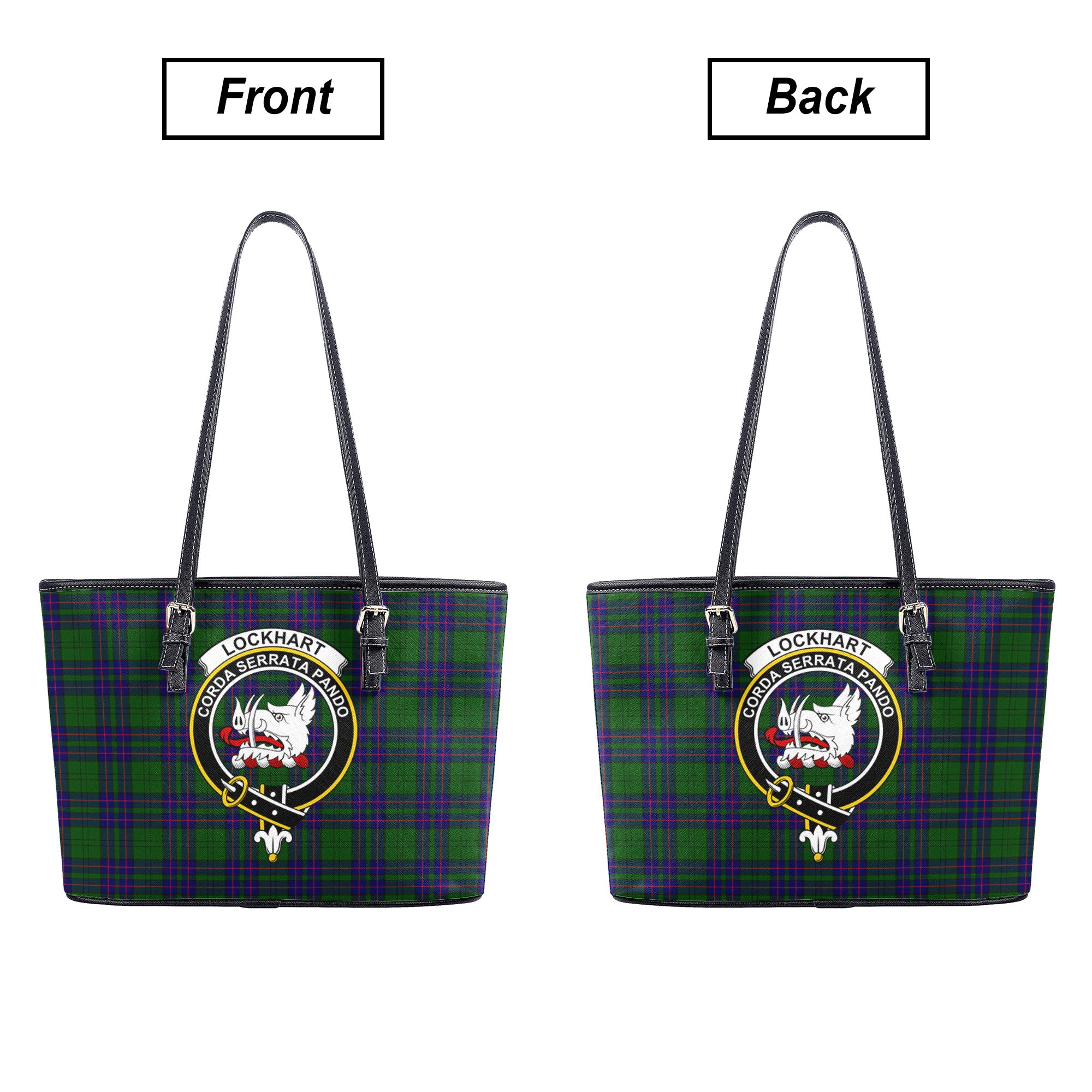 Lockhart Modern Tartan Crest Leather Tote Bag