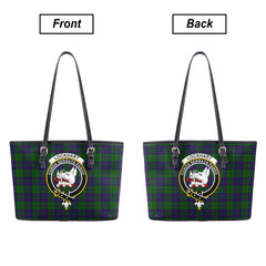 Lockhart Modern Tartan Crest Leather Tote Bag