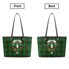 Logie Tartan Crest Leather Tote Bag