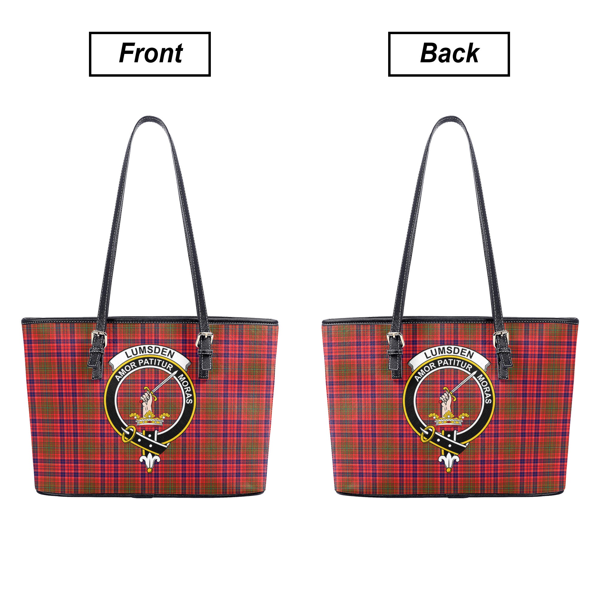 Lumsden Modern Tartan Crest Leather Tote Bag