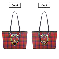 Lumsden Modern Tartan Crest Leather Tote Bag