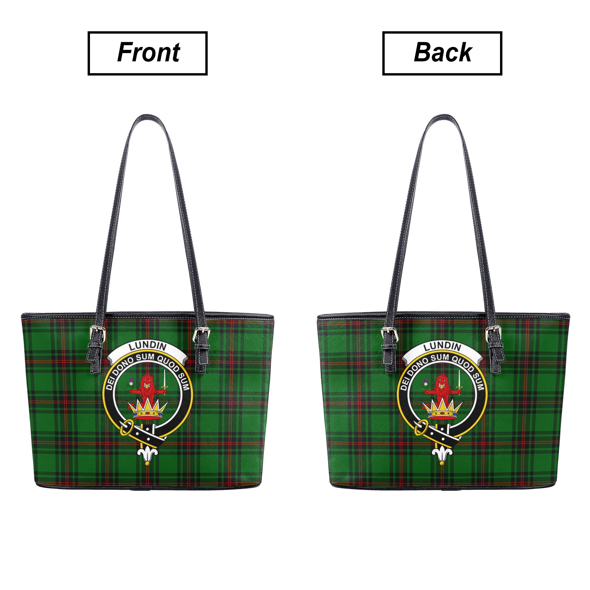 Lundin Tartan Crest Leather Tote Bag