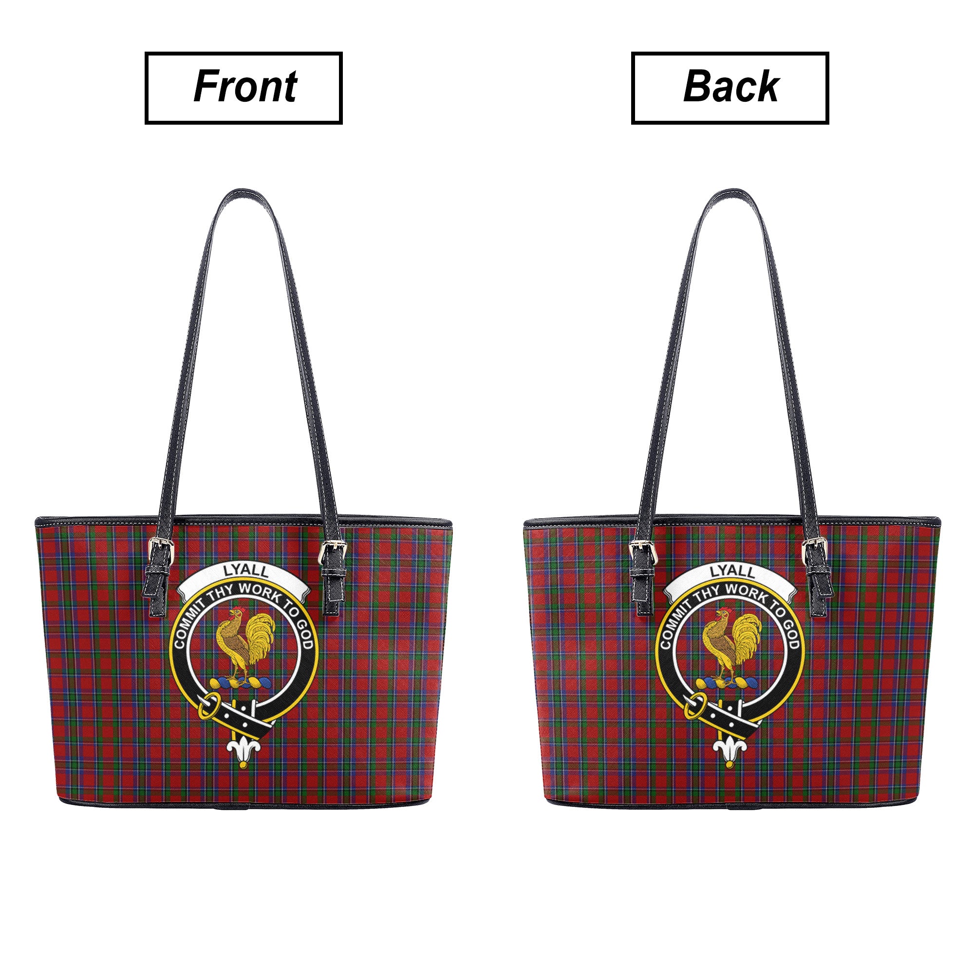 Lyall Tartan Crest Leather Tote Bag