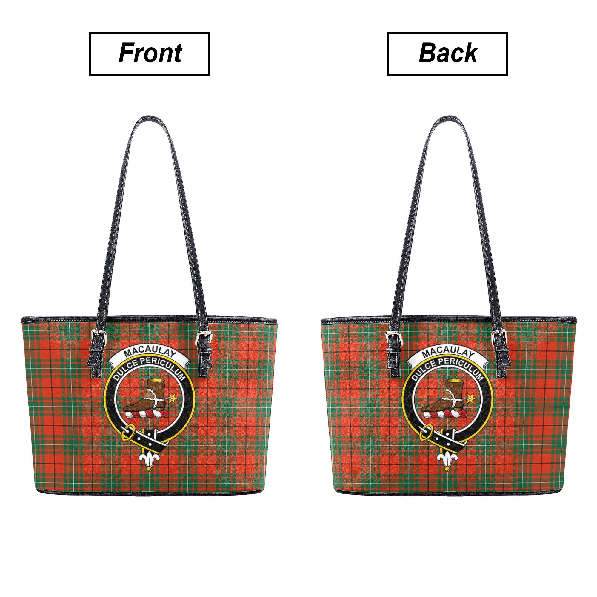 MacAulay Ancient Tartan Crest Leather Tote Bag