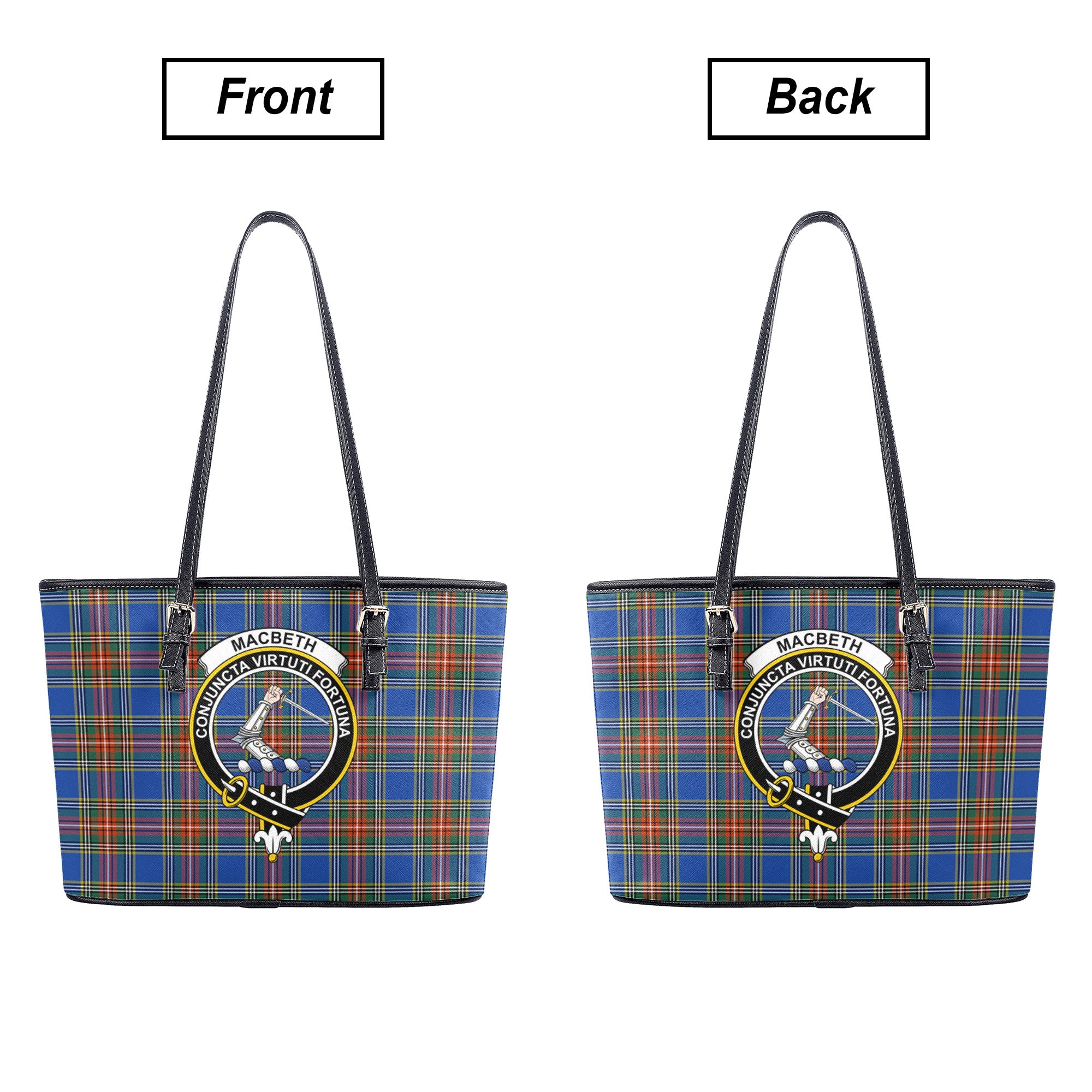 MacBeth Ancient Tartan Crest Leather Tote Bag