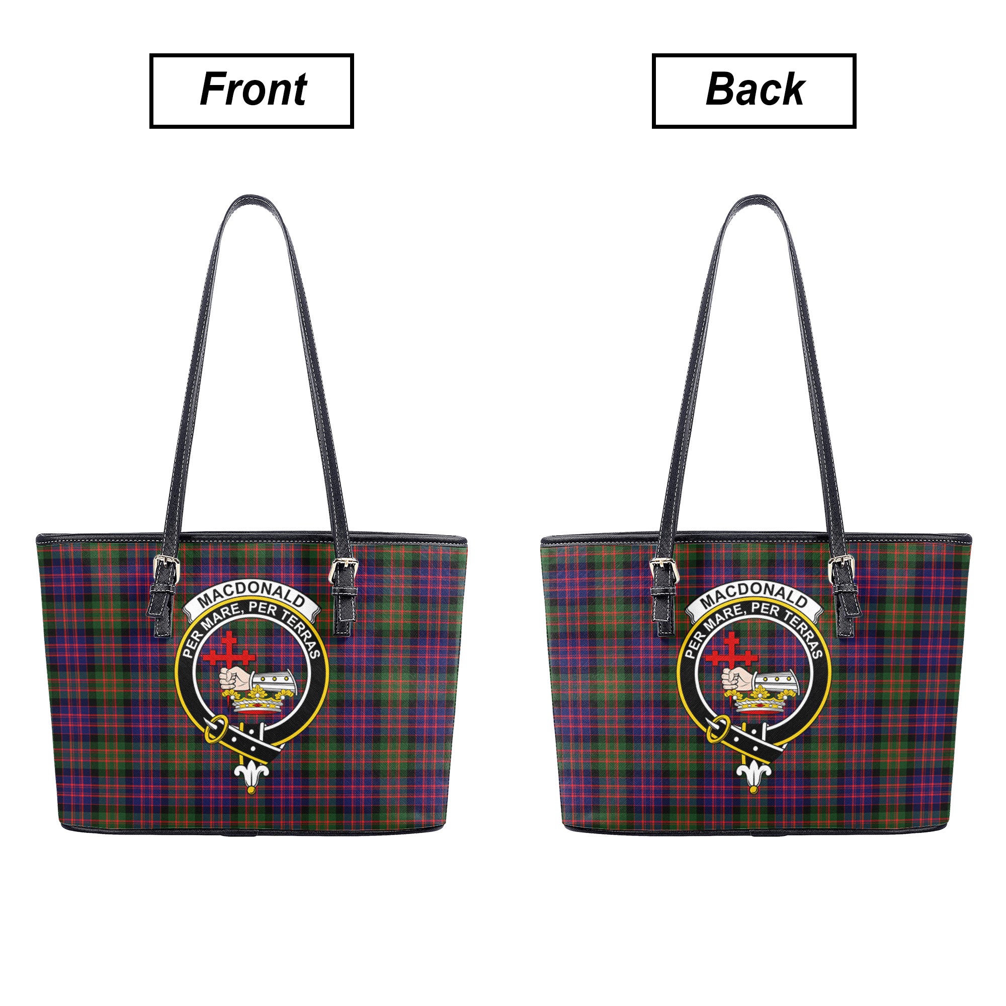 MacDonald Modern Tartan Crest Leather Tote Bag