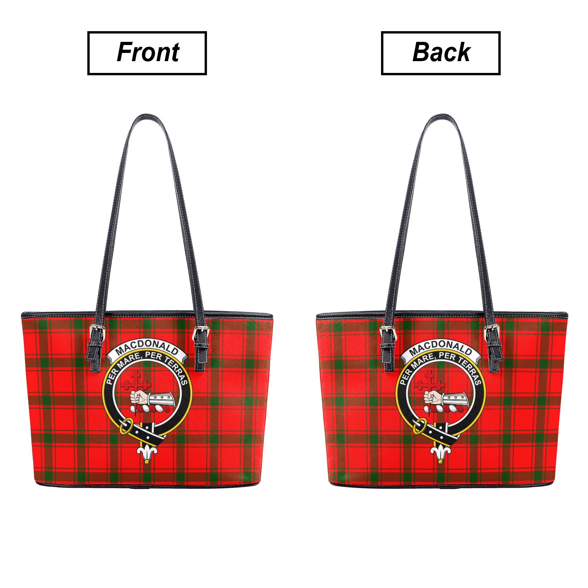 MacDonald of Sleat Tartan Crest Leather Tote Bag