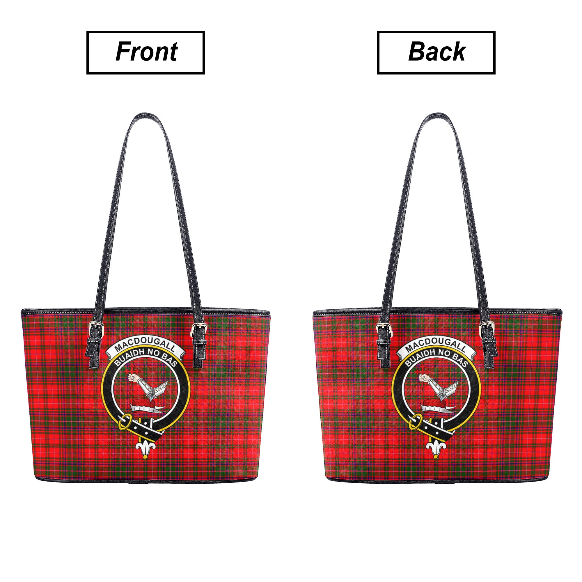 MacDougall Modern Tartan Crest Leather Tote Bag