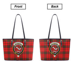 MacDougall Modern Tartan Crest Leather Tote Bag