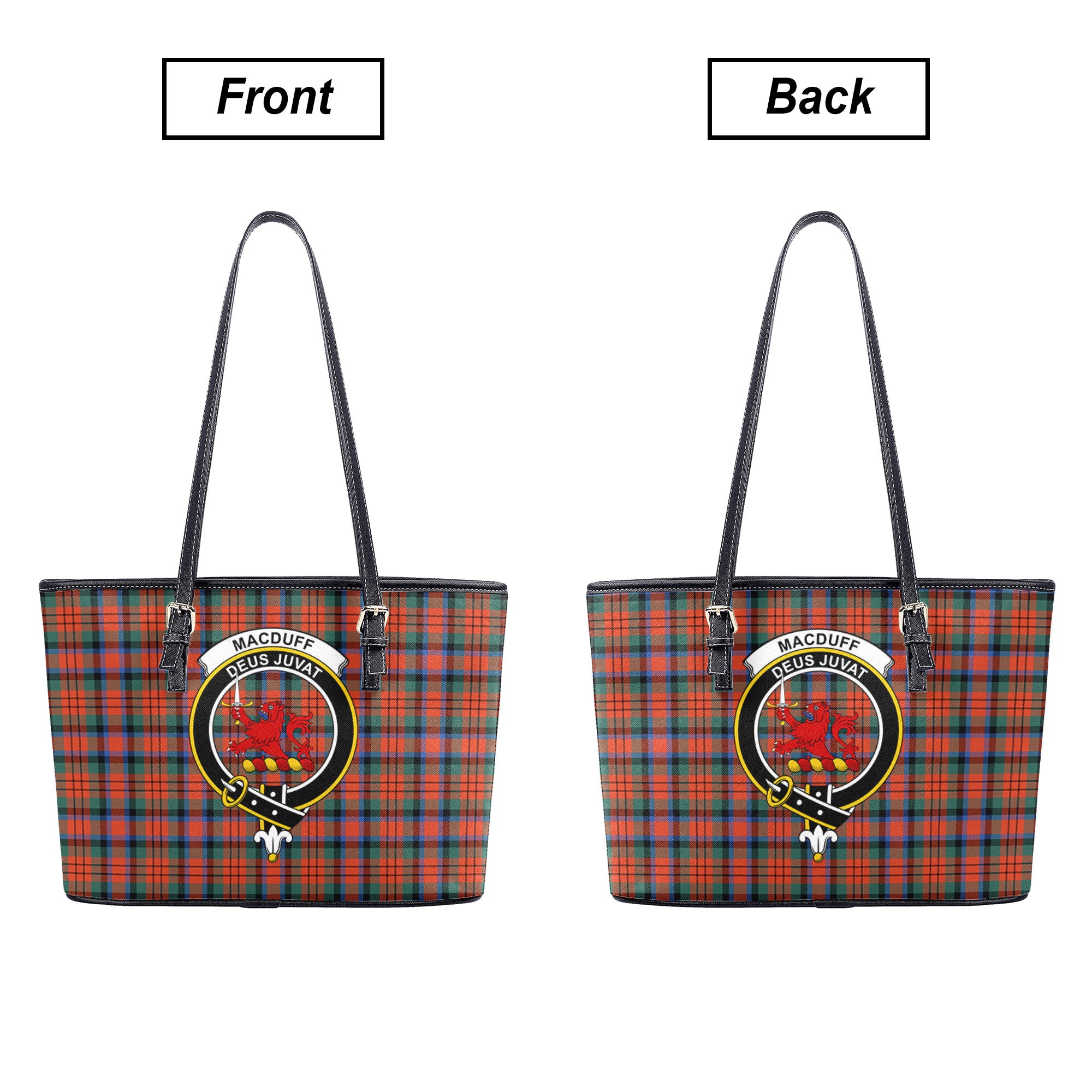 MacDuff Ancient Tartan Crest Leather Tote Bag