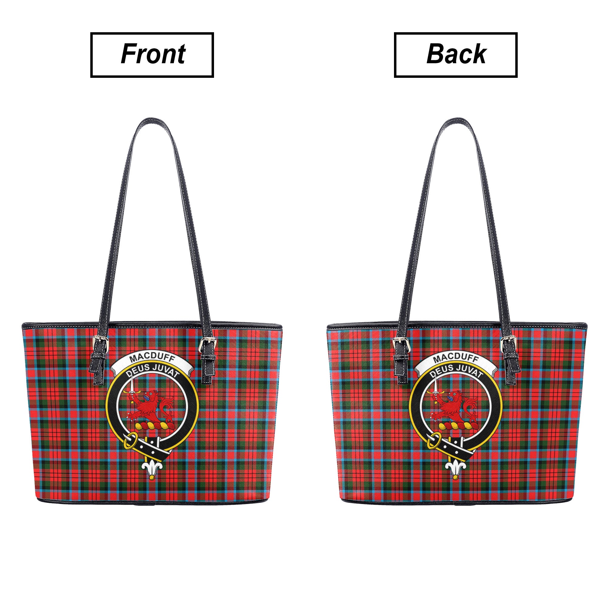 MacDuff Modern Tartan Crest Leather Tote Bag