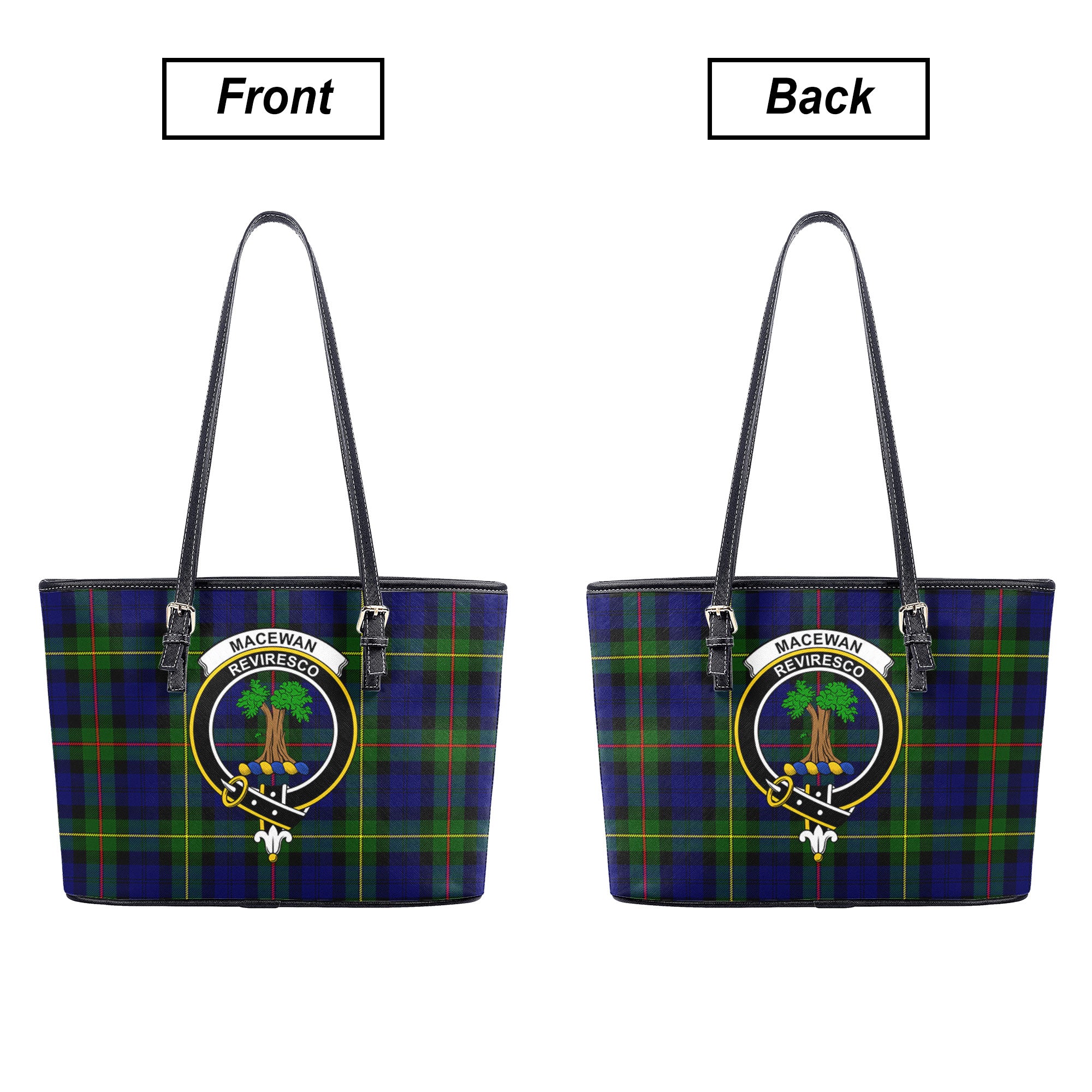 MacEwan Modern Tartan Crest Leather Tote Bag