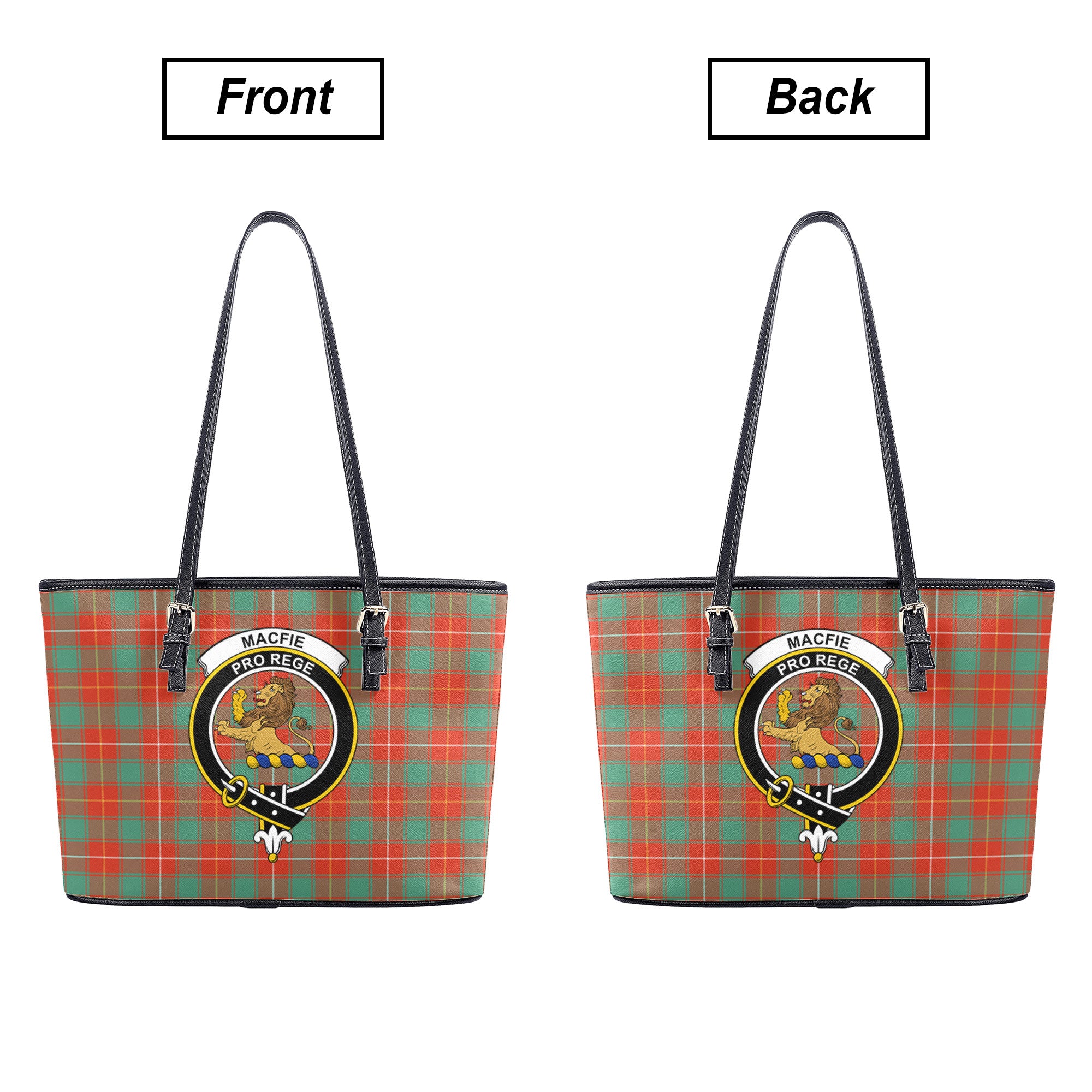 MacFie Ancient Tartan Crest Leather Tote Bag