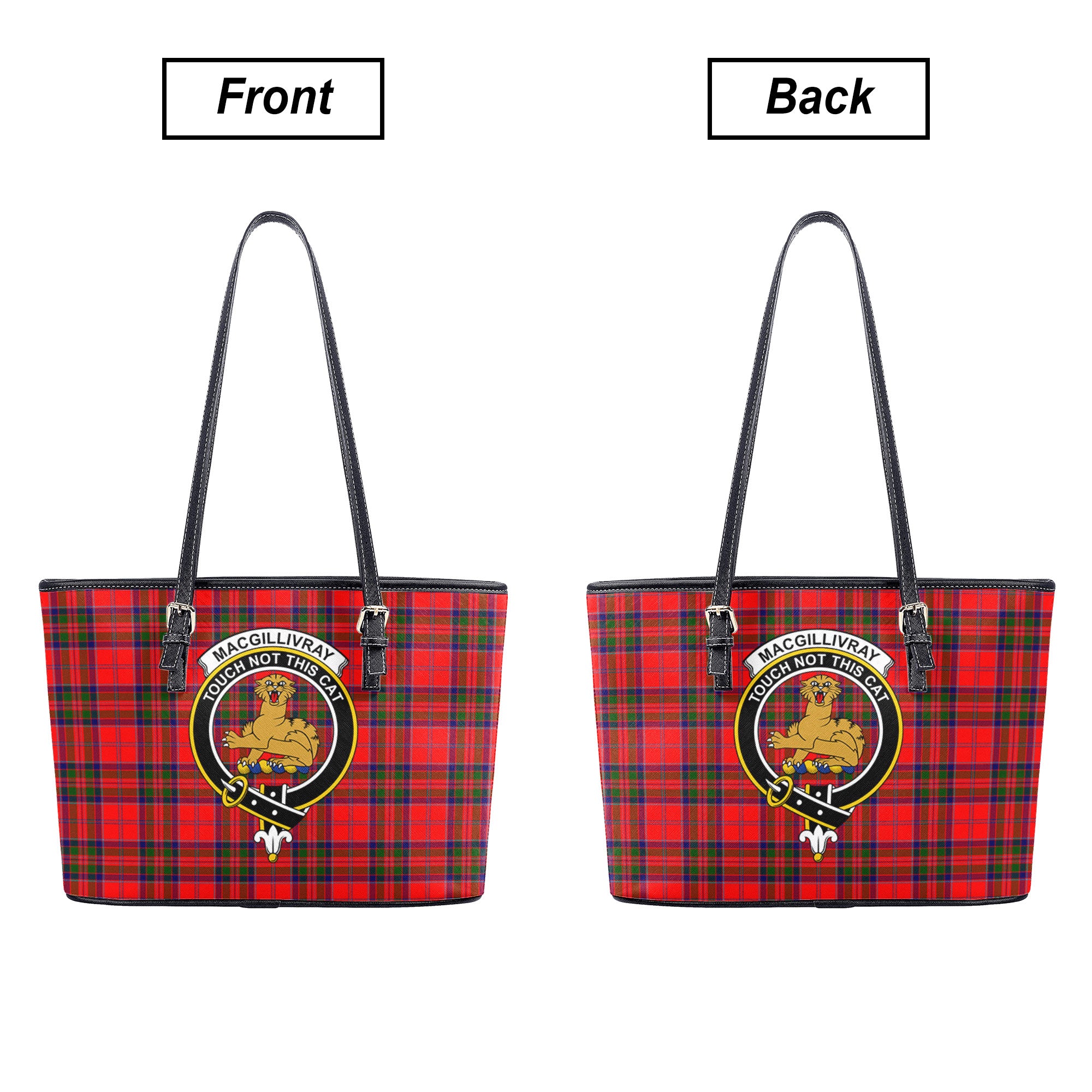 MacGillivray Modern Tartan Crest Leather Tote Bag