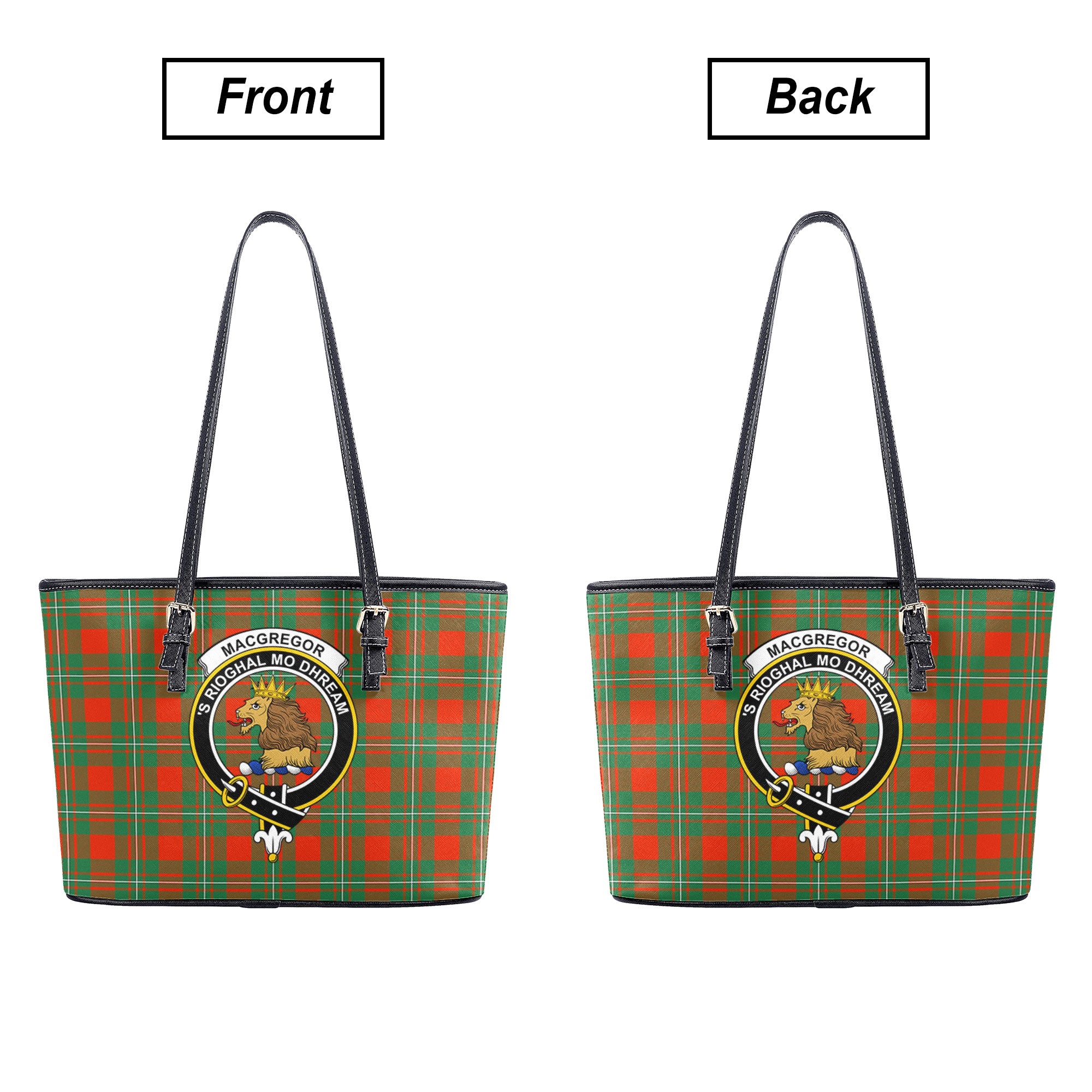 MacGregor Ancient Tartan Crest Leather Tote Bag