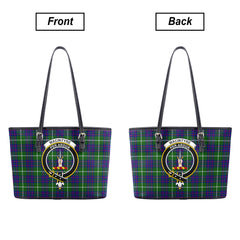 MacIntyre Hunting Modern Tartan Crest Leather Tote Bag