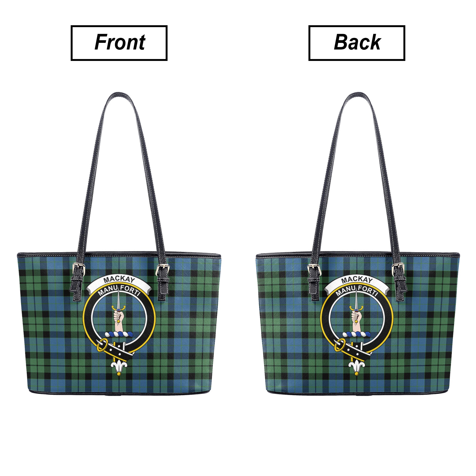 MacKay Ancient Tartan Crest Leather Tote Bag