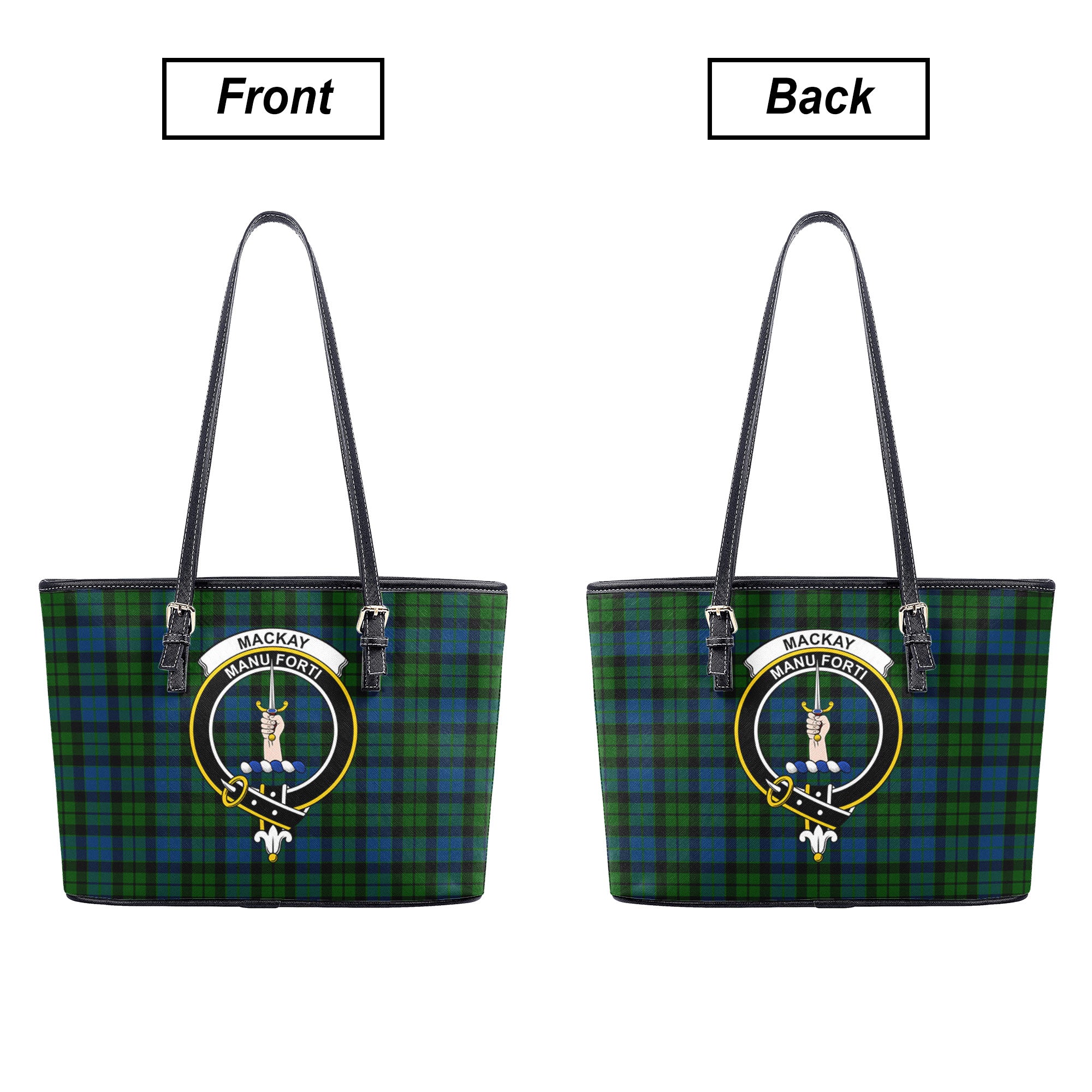 MacKay Modern Tartan Crest Leather Tote Bag