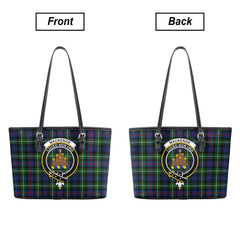 MacKenzie Modern Tartan Crest Leather Tote Bag