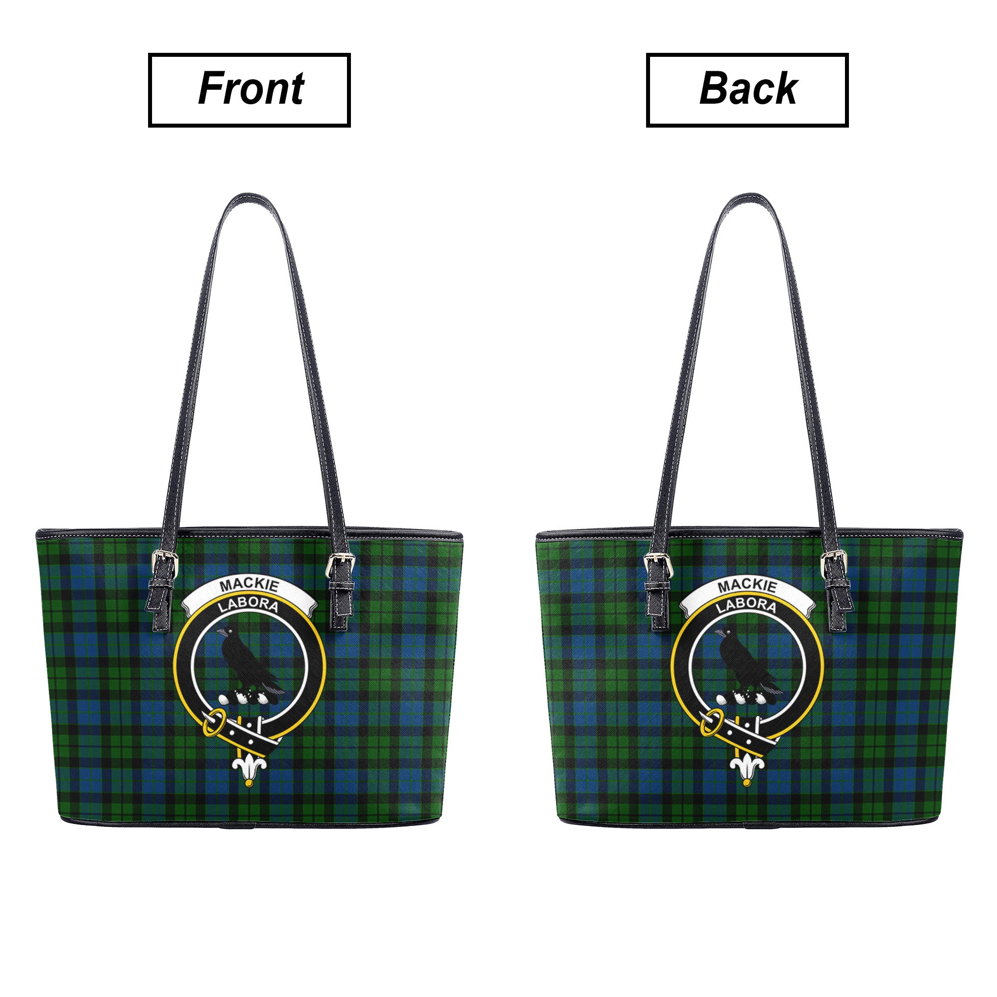 MacKie Tartan Crest Leather Tote Bag