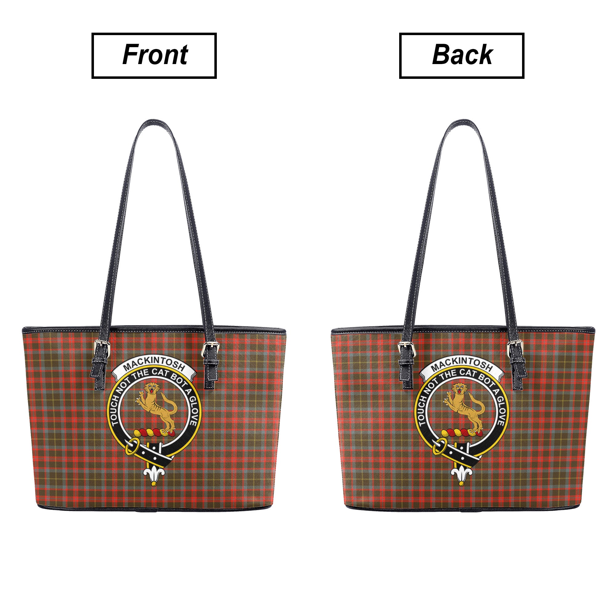 MacKintosh Hunting Weathered Tartan Crest Leather Tote Bag