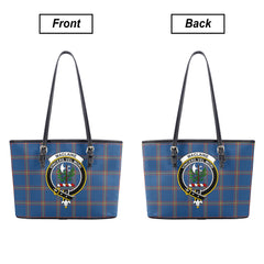 MacLaine of Loch Buie Hunting Ancient Tartan Crest Leather Tote Bag