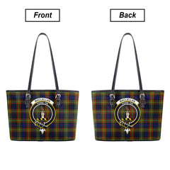 MacLellan Modern Tartan Crest Leather Tote Bag