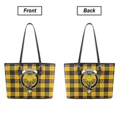 MacLeod of Lewis Ancient Tartan Crest Leather Tote Bag