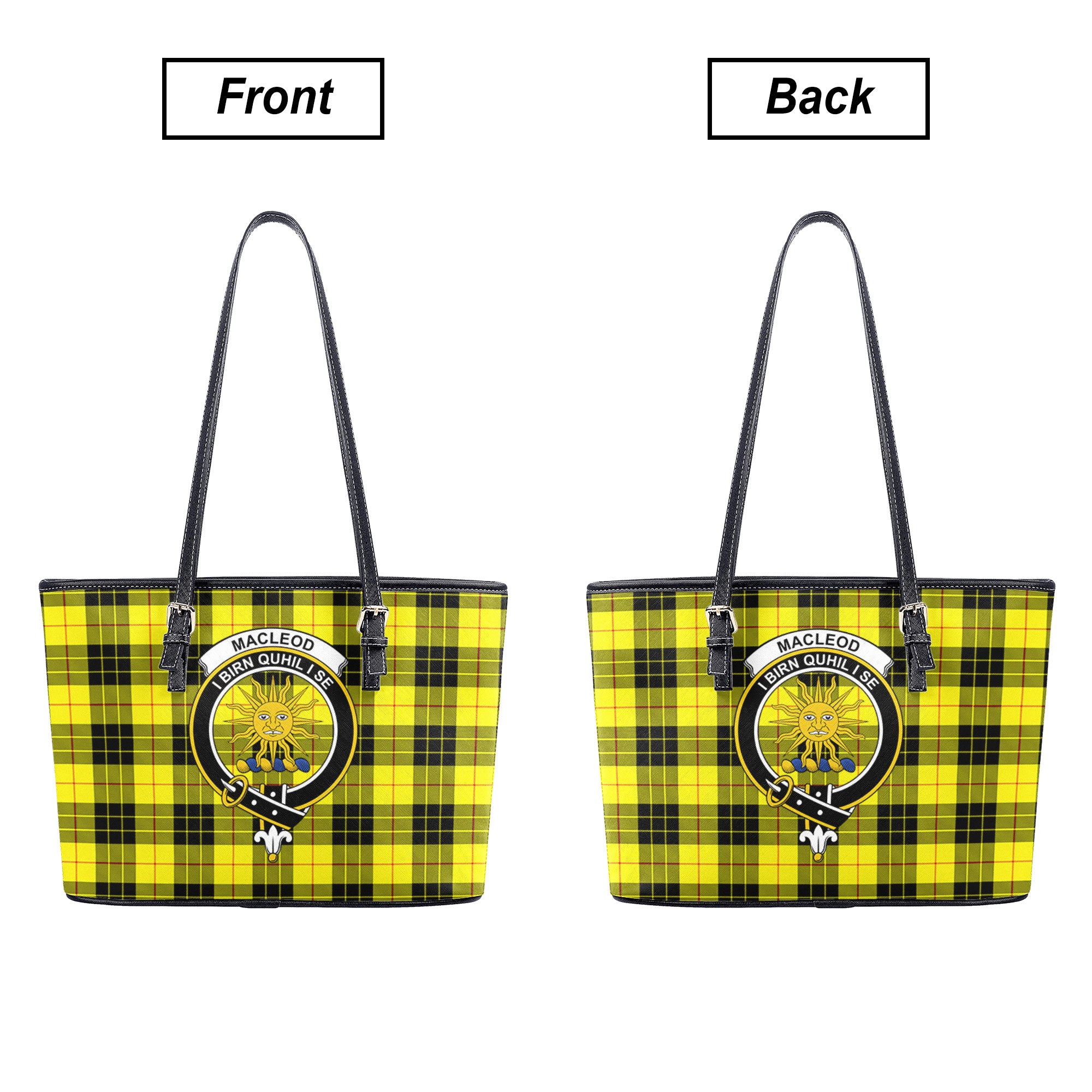 MacLeod of Lewis Modern Tartan Crest Leather Tote Bag