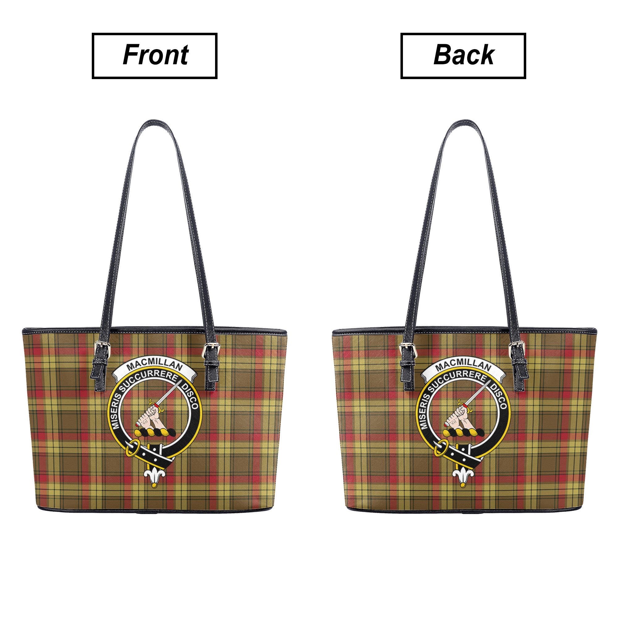 MacMillan Old Weathered Tartan Crest Leather Tote Bag