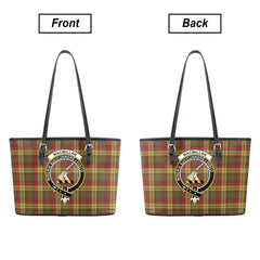 MacMillan Old Weathered Tartan Crest Leather Tote Bag