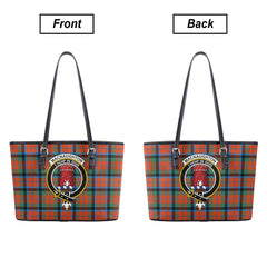 MacNaughton Ancient Tartan Crest Leather Tote Bag