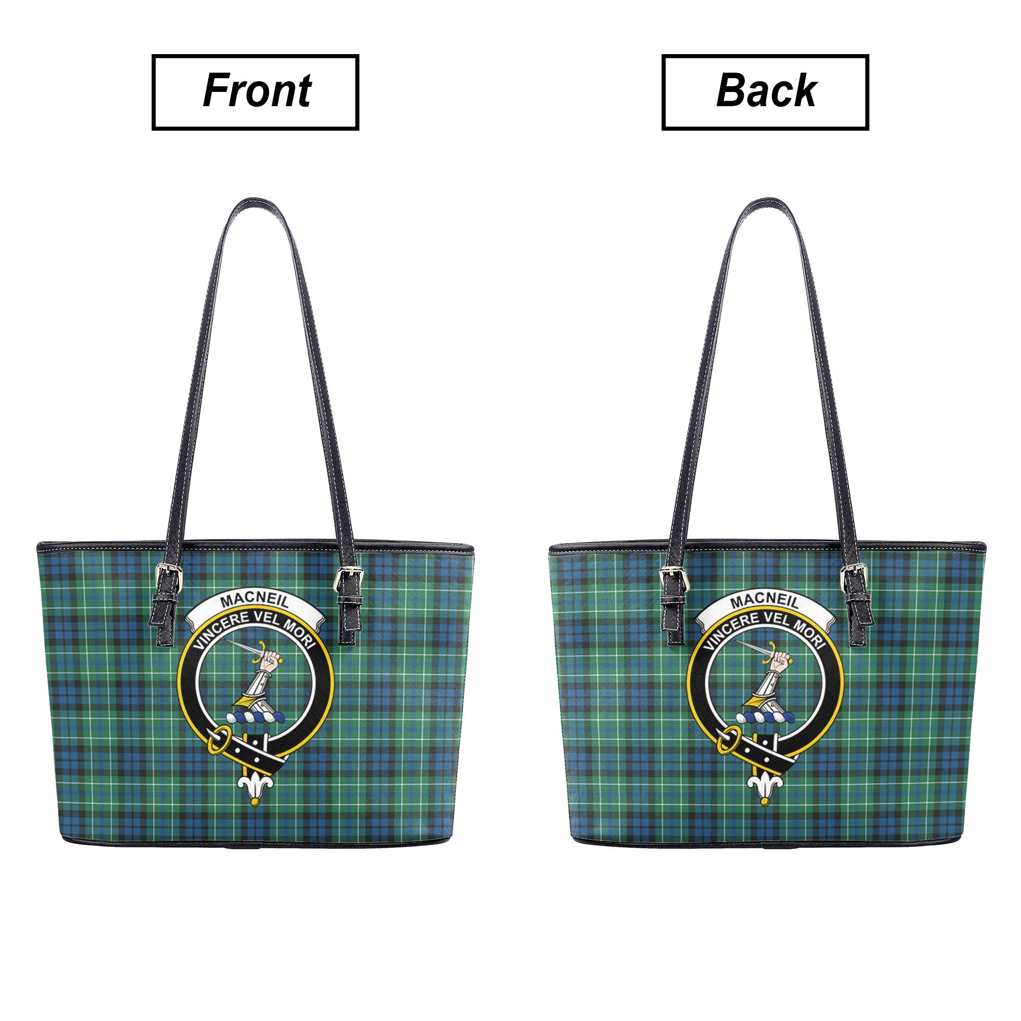 MacNeil of Colonsay Ancient Tartan Crest Leather Tote Bag