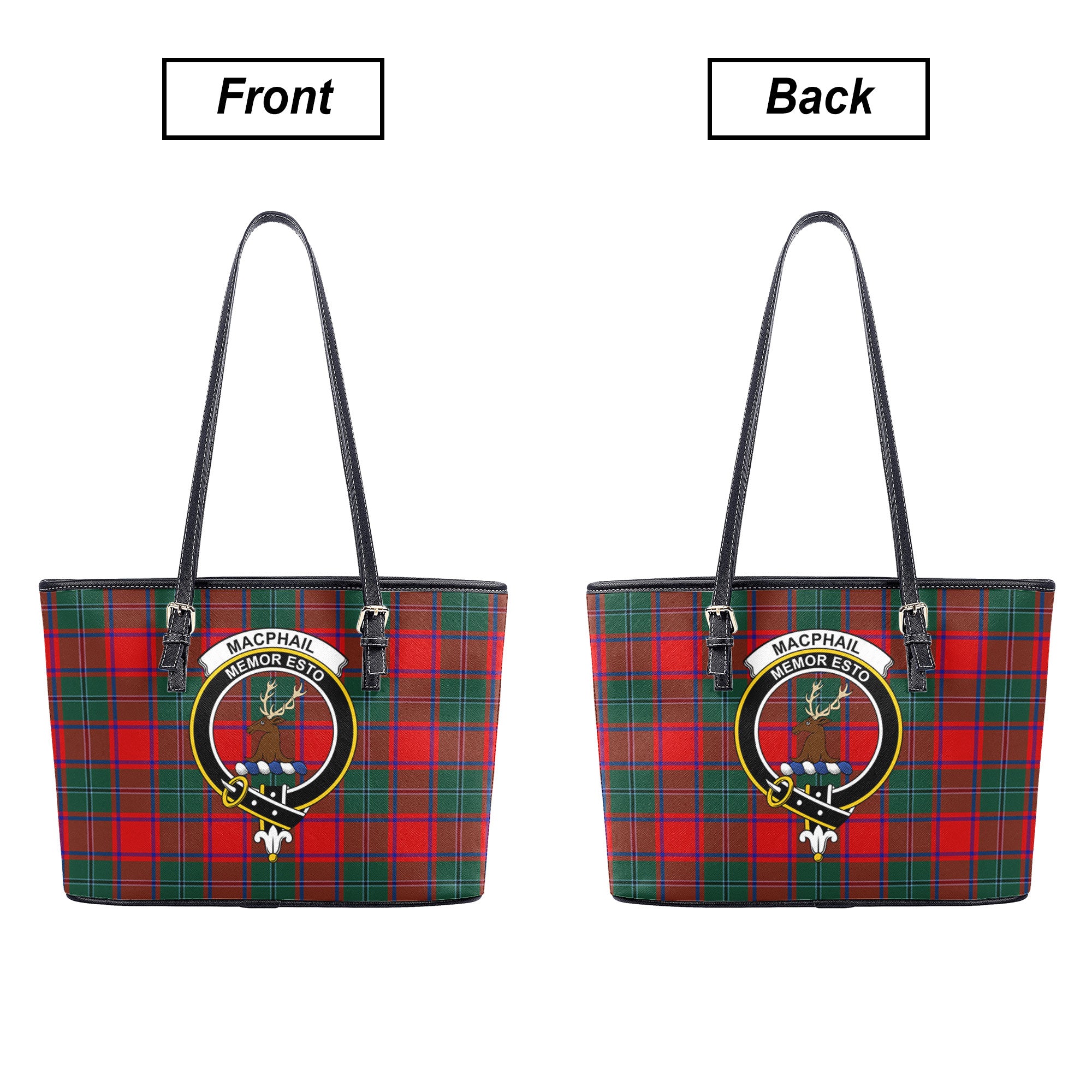 MacPhail Clan Tartan Crest Leather Tote Bag