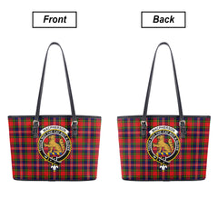 MacPherson Modern Tartan Crest Leather Tote Bag