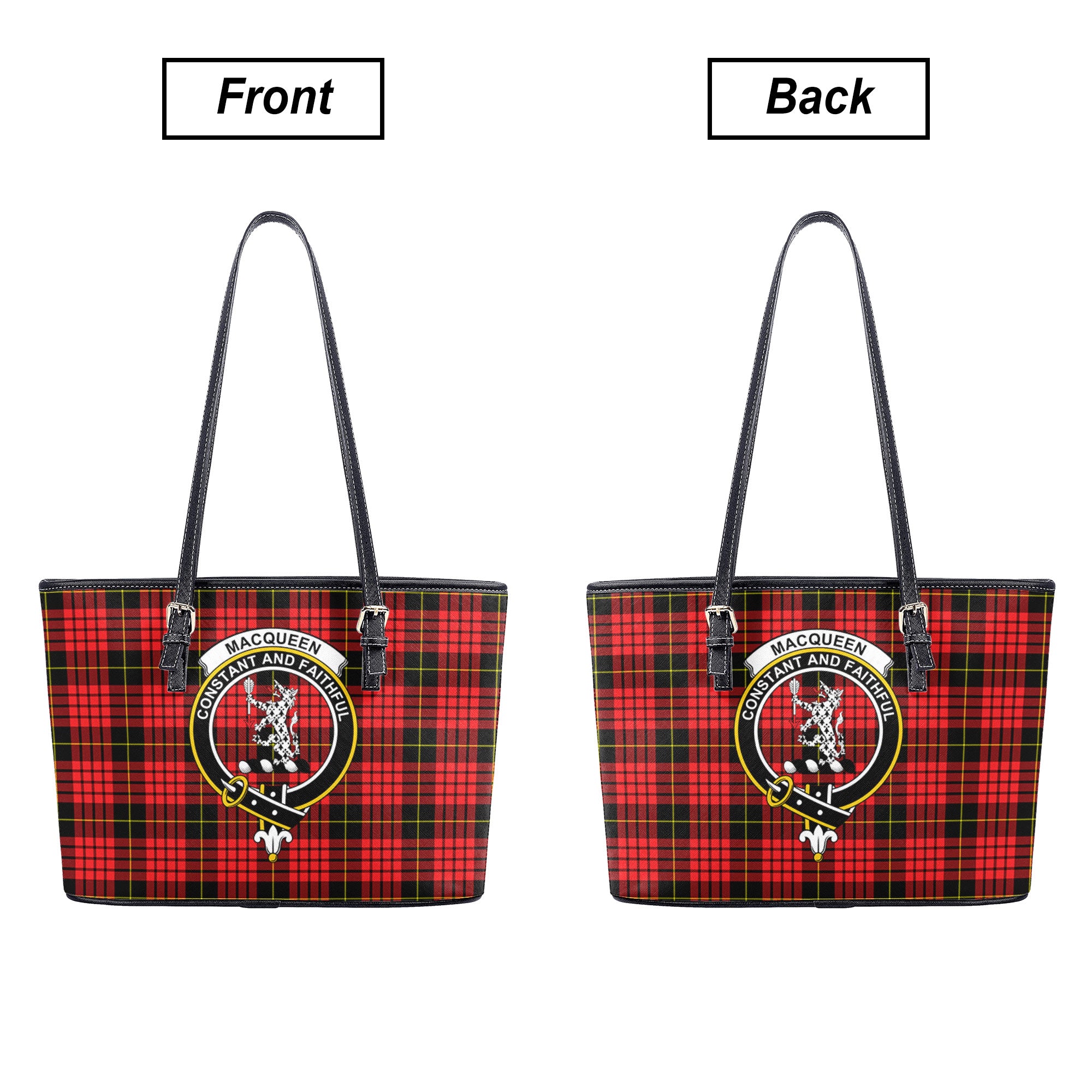 MacQueen Modern Tartan Crest Leather Tote Bag