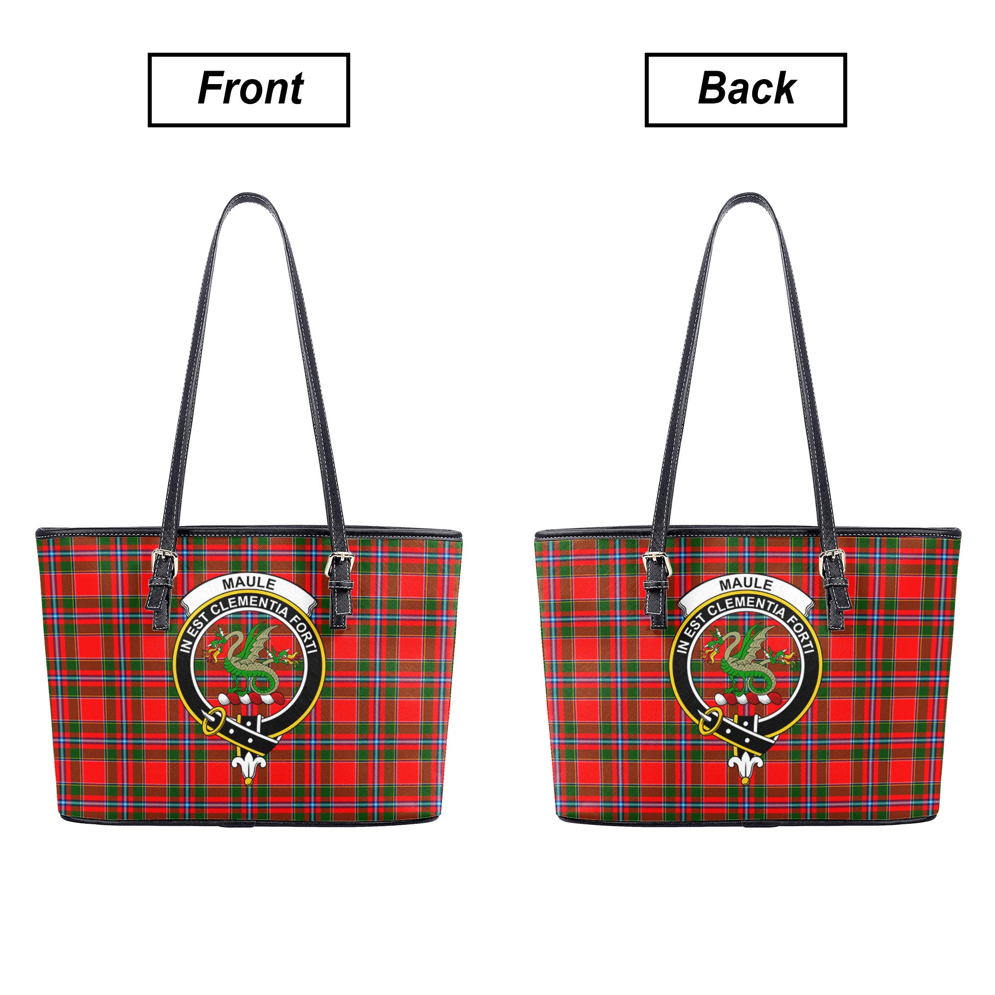 Maule Tartan Crest Leather Tote Bag