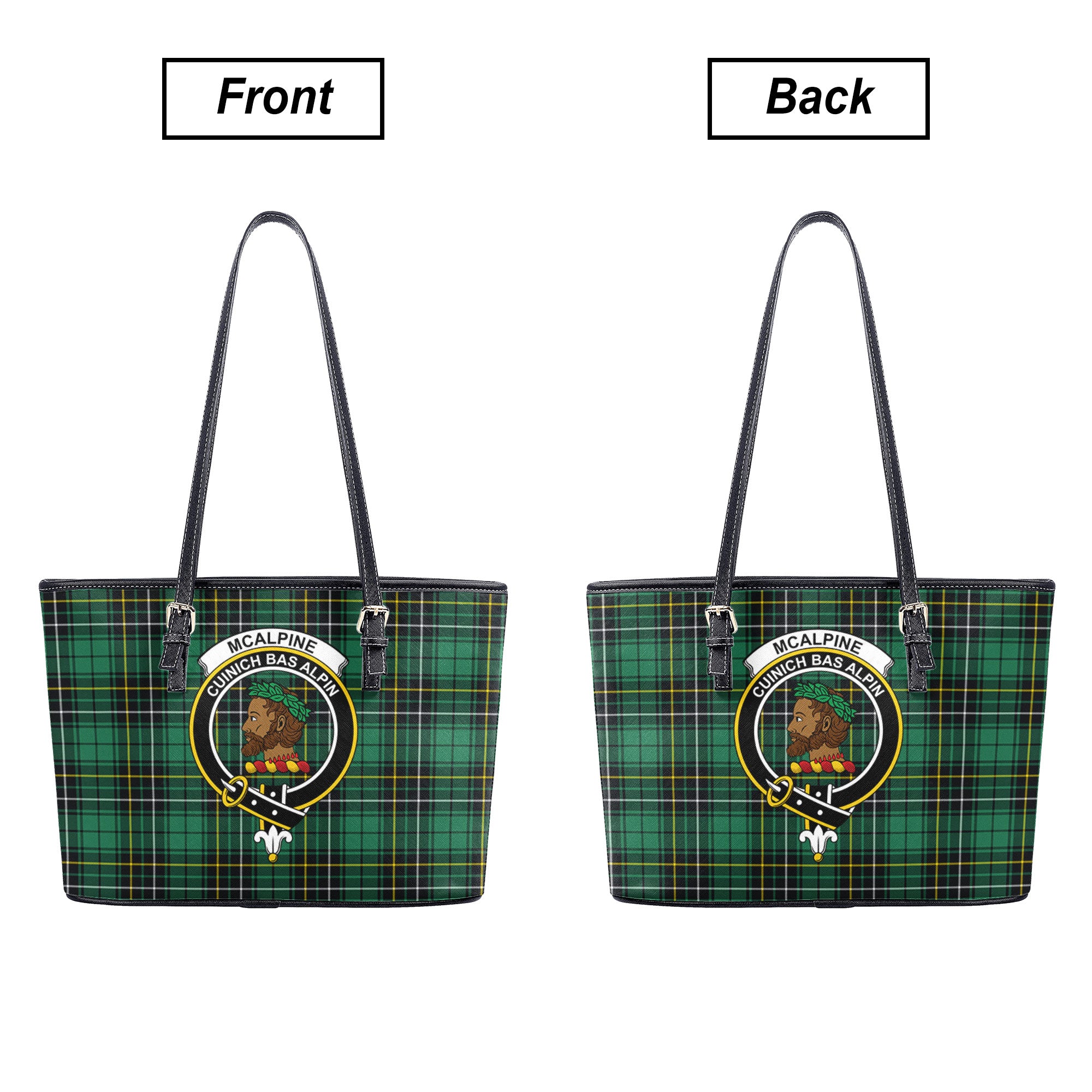 McAlpine Ancient Tartan Crest Leather Tote Bag