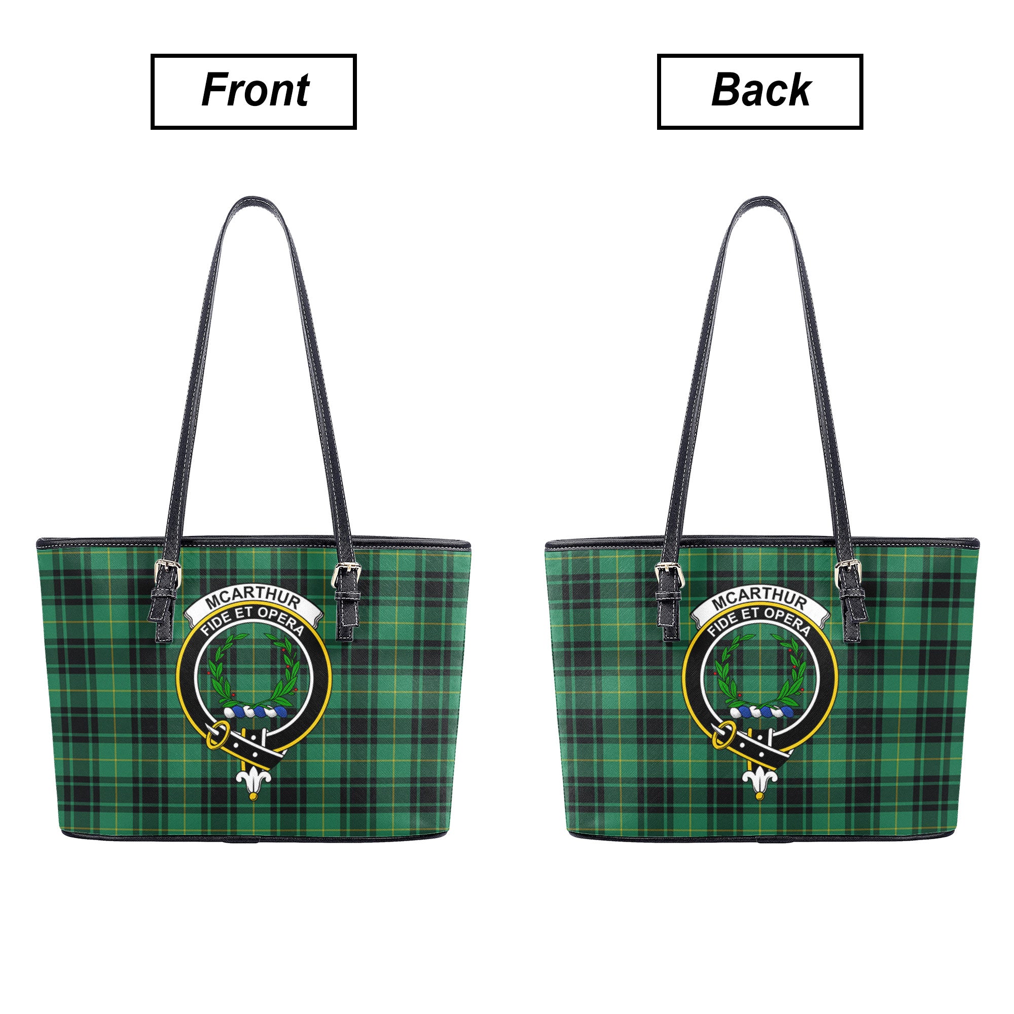 McArthur Ancient Tartan Crest Leather Tote Bag