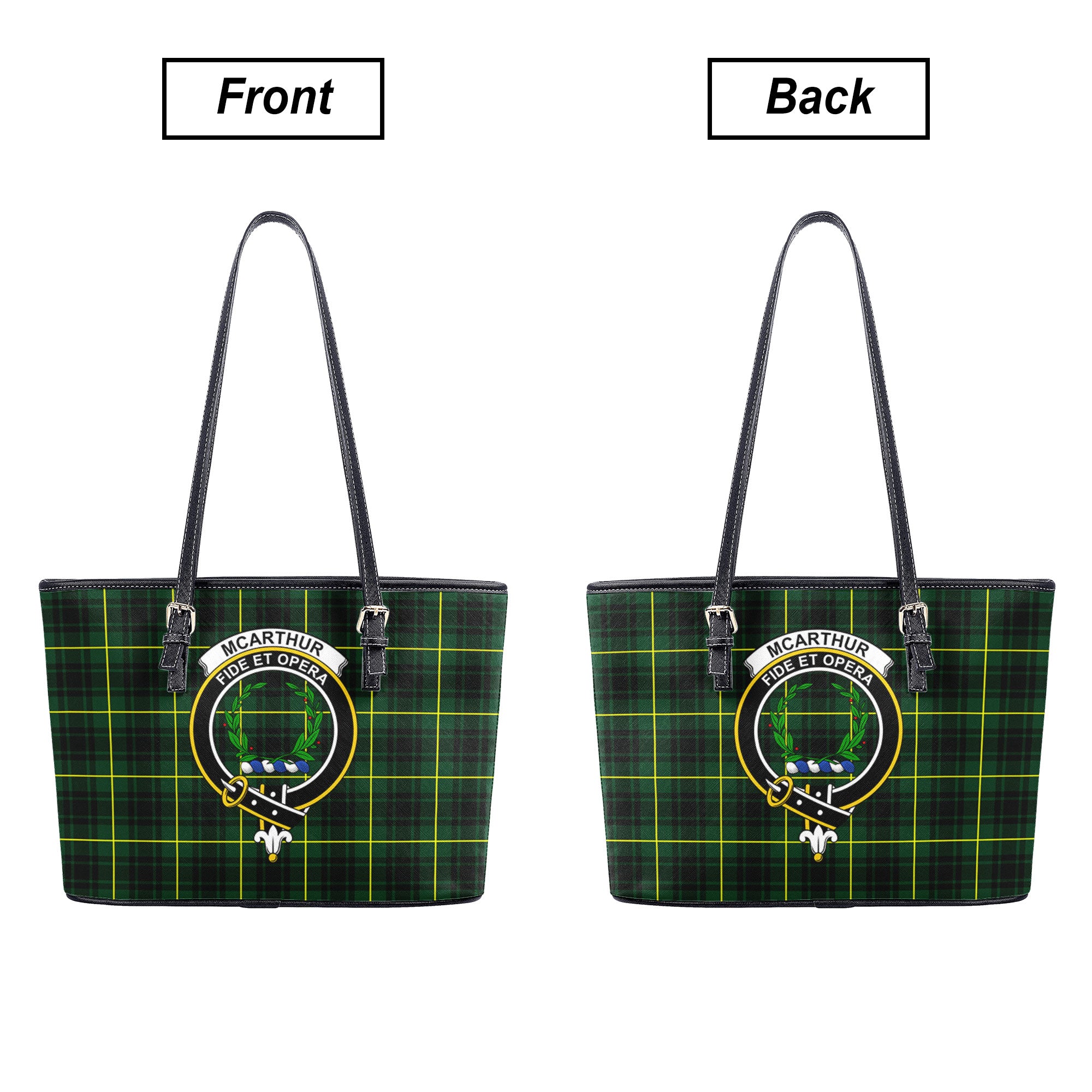 McArthur Modern Tartan Crest Leather Tote Bag