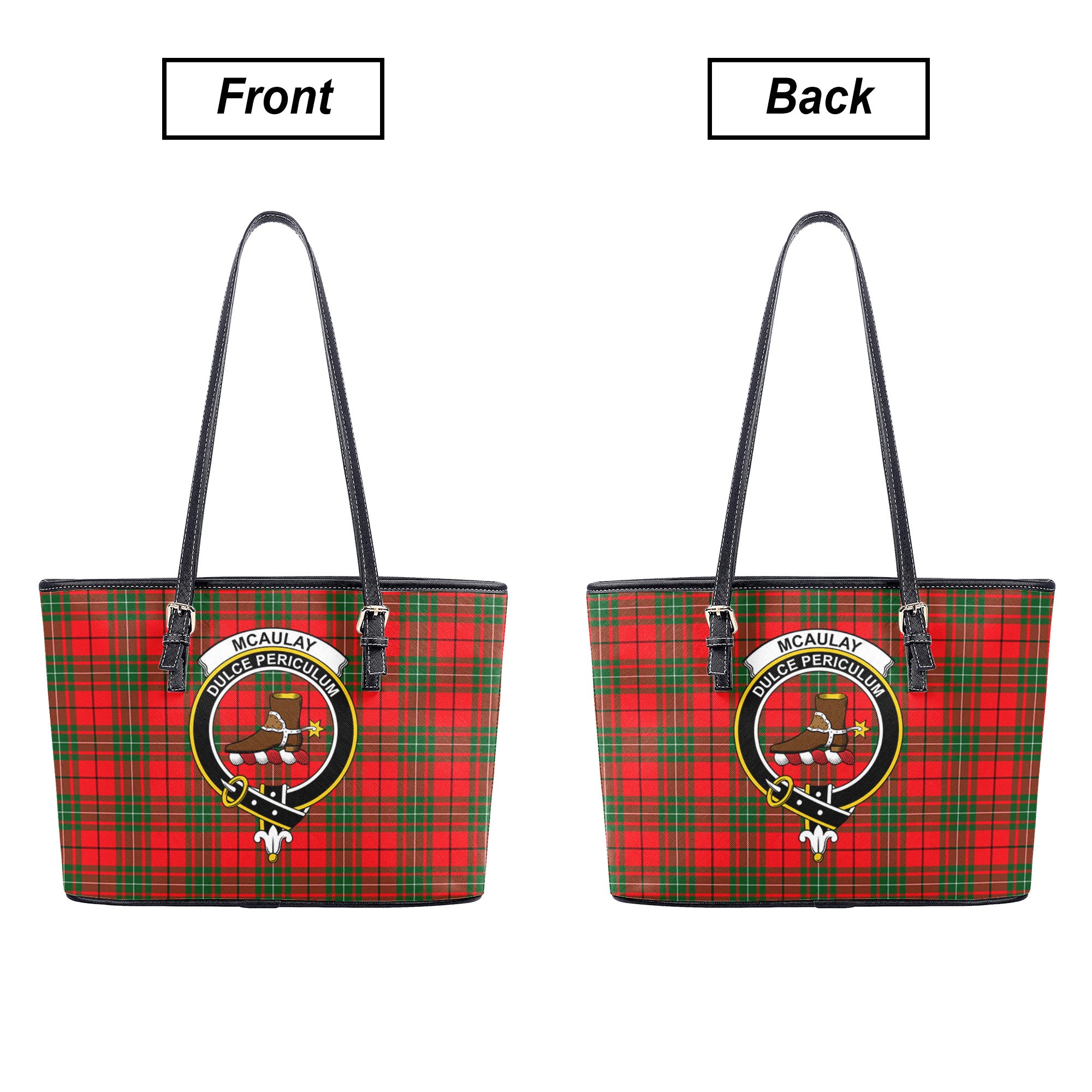 McAulay Modern Tartan Crest Leather Tote Bag