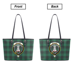 McClain Hunting Ancient Tartan Crest Leather Tote Bag