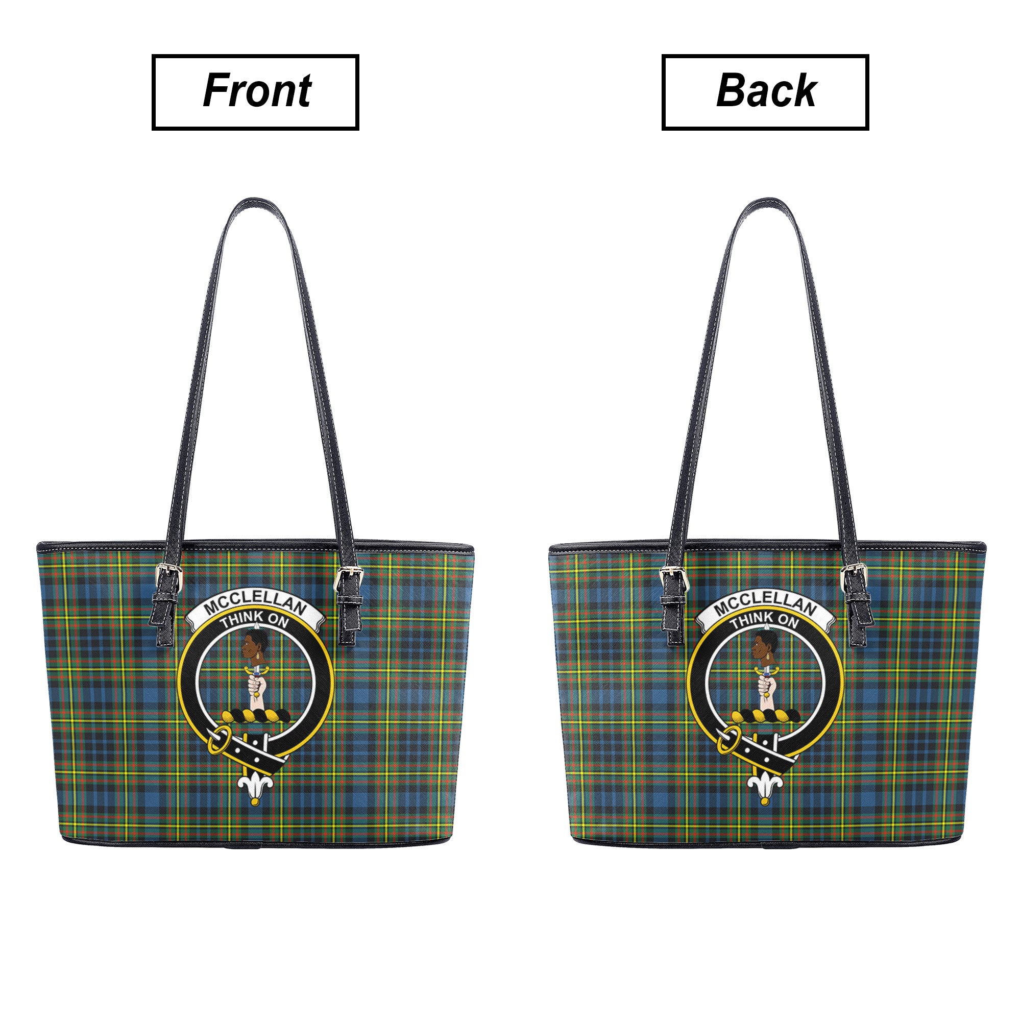 McClellan Ancient Tartan Crest Leather Tote Bag