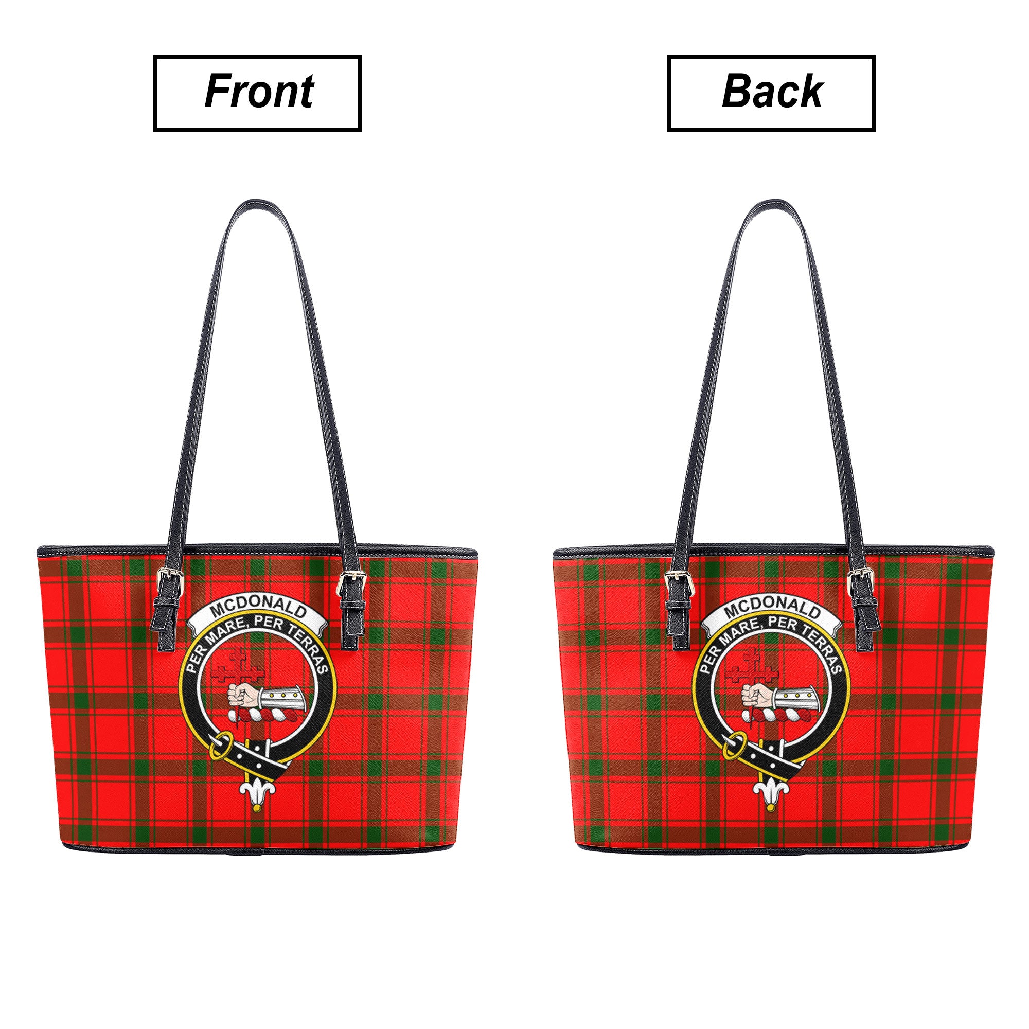 McDonald of Sleat Tartan Crest Leather Tote Bag