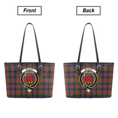 McDuff Hunting Modern Tartan Crest Leather Tote Bag