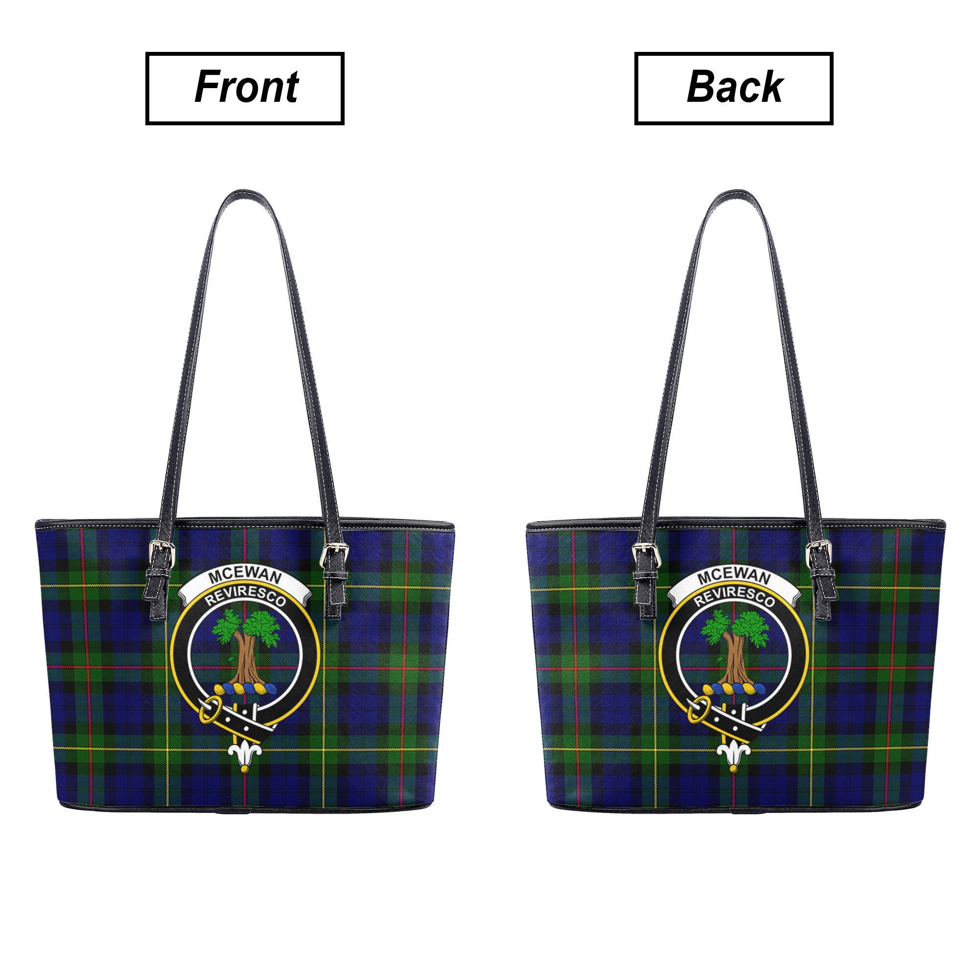 McEwan Modern Tartan Crest Leather Tote Bag